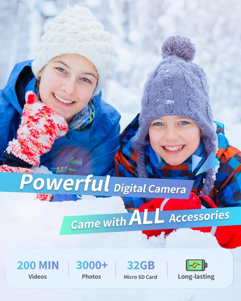 Lecran كاميرا رقمية، كاميرا أطفال FHD 1080P كاميرا نقطة وتصوير مع زوم 16X مضاد للاهتزاز، كاميرا صغيرة مدمجة للمبتدئين الأطفال الطلاب الفتيات الأولاد (أبيض لؤلؤي) - Image 4